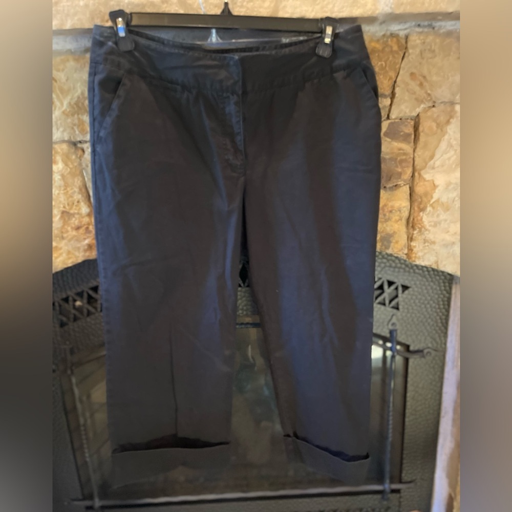 Caslon cropped black cuffed pants size 14